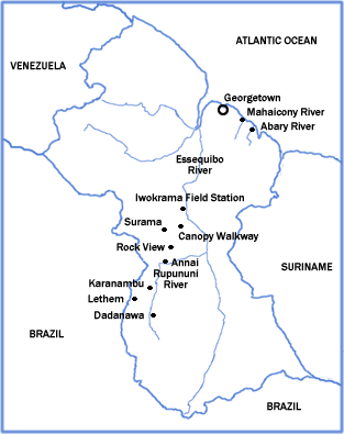 map of guyana showing rivers